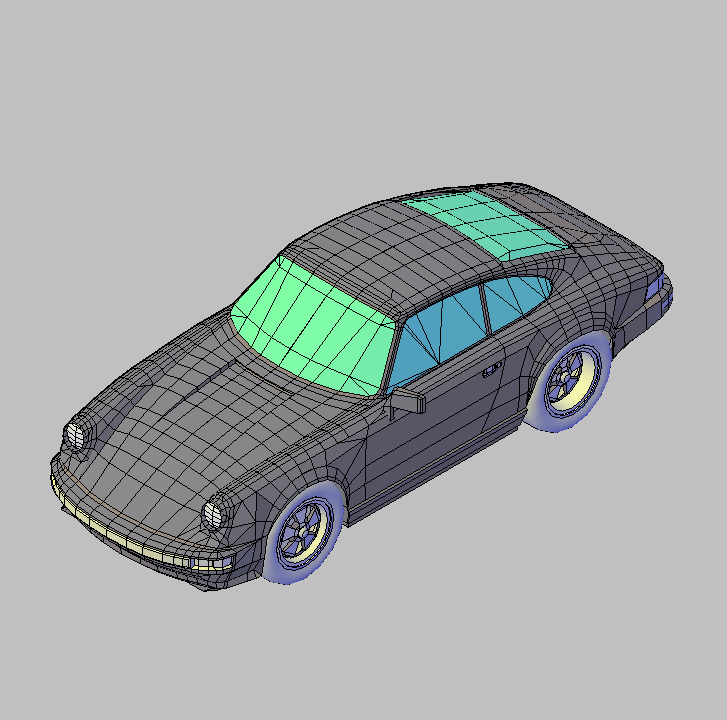 Bloque Autocad Vista de Porsche 911 Bibliot. 2D-3D en 3D